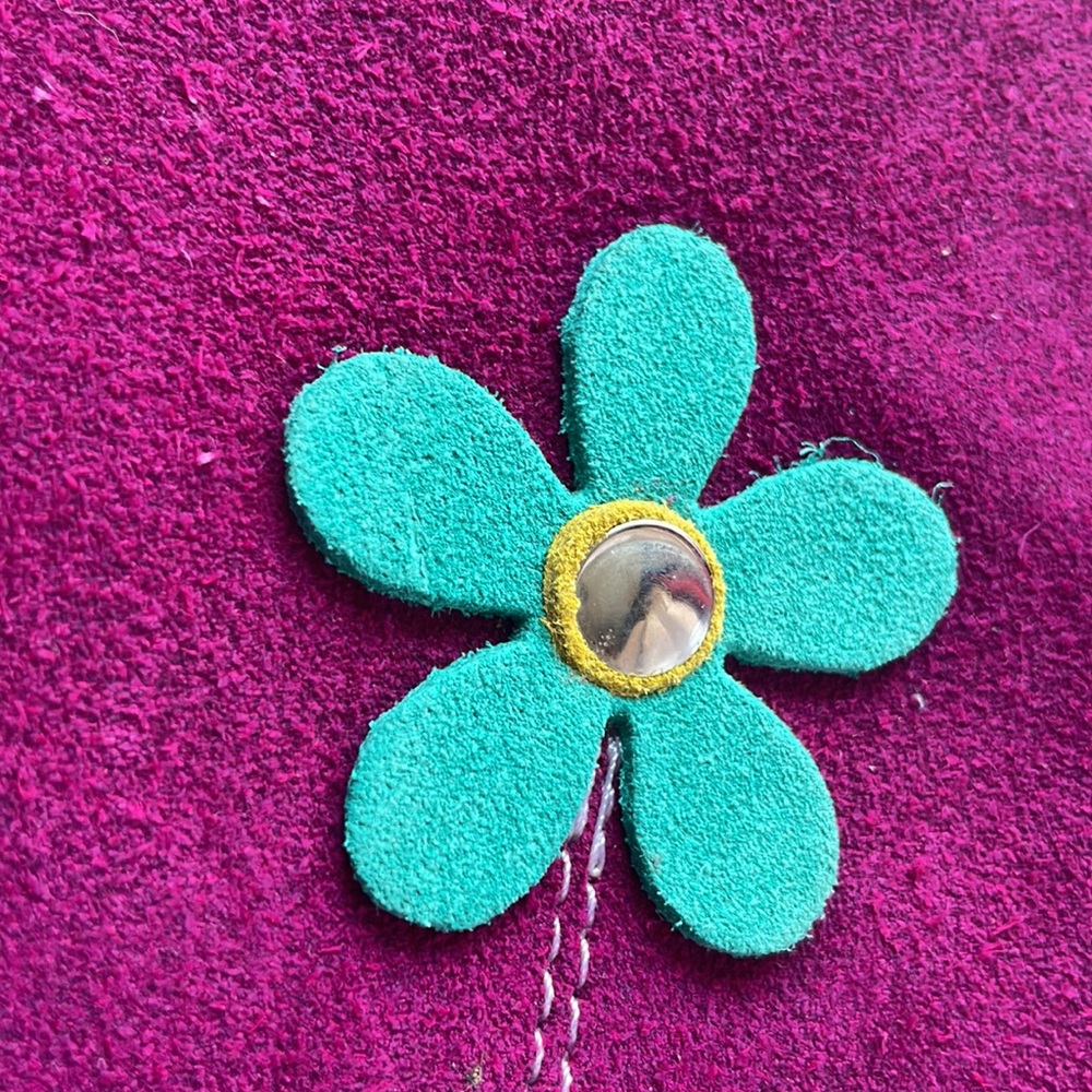 Handmade Suede Bag with Flower Detail - Picture 4 of 8